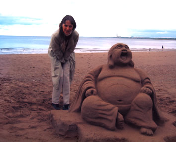 Yvonne with sand Buddha